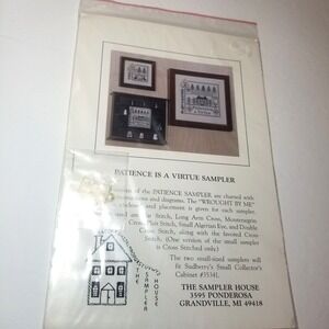 "Patience is a Virtue" Cross Stitch Sampler Pattern w/Charm by Sampler House NIP